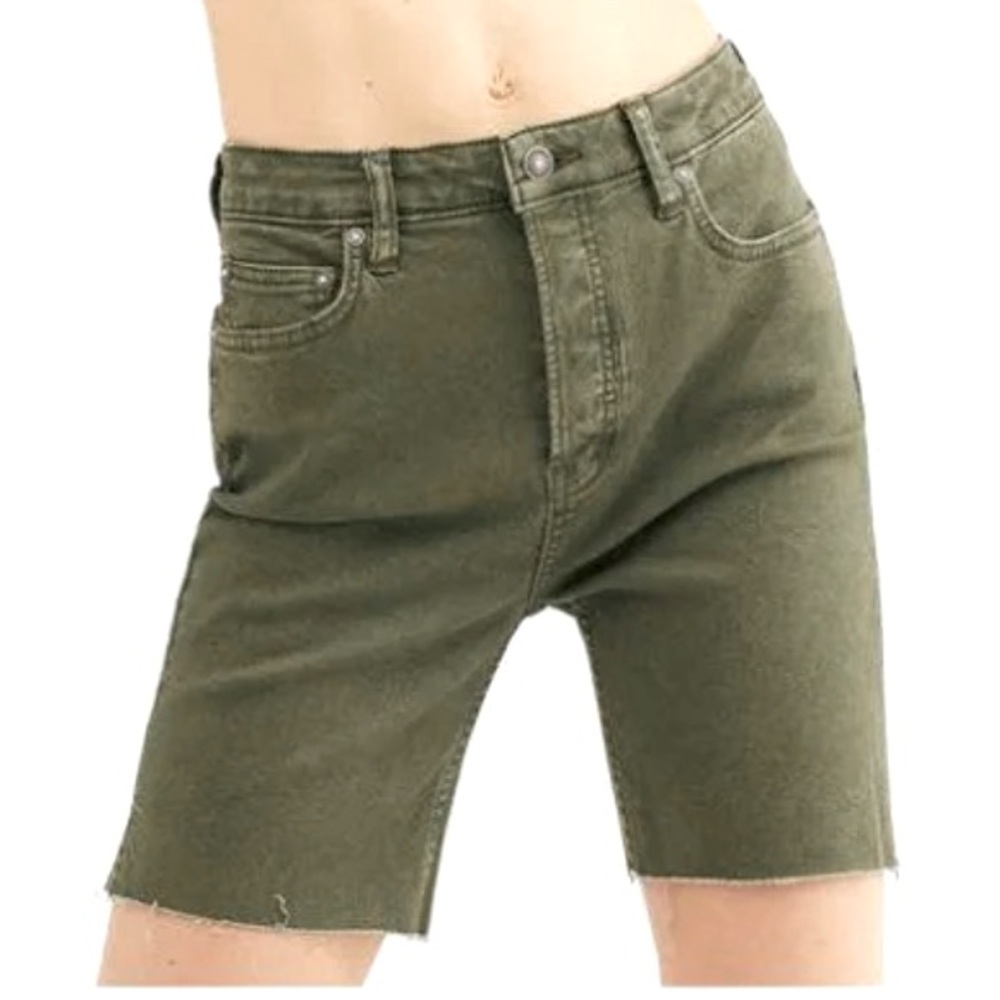 WE THE FREE PEOPLE Denim‎ Cutoff Shorts Women 28 Avery Bermuda Army Stretch 7"